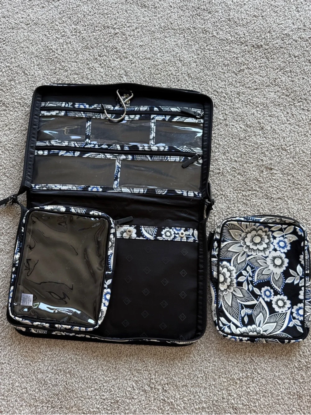 Vera Bradley Hanging Travel Toiletry Bag - Black Floral